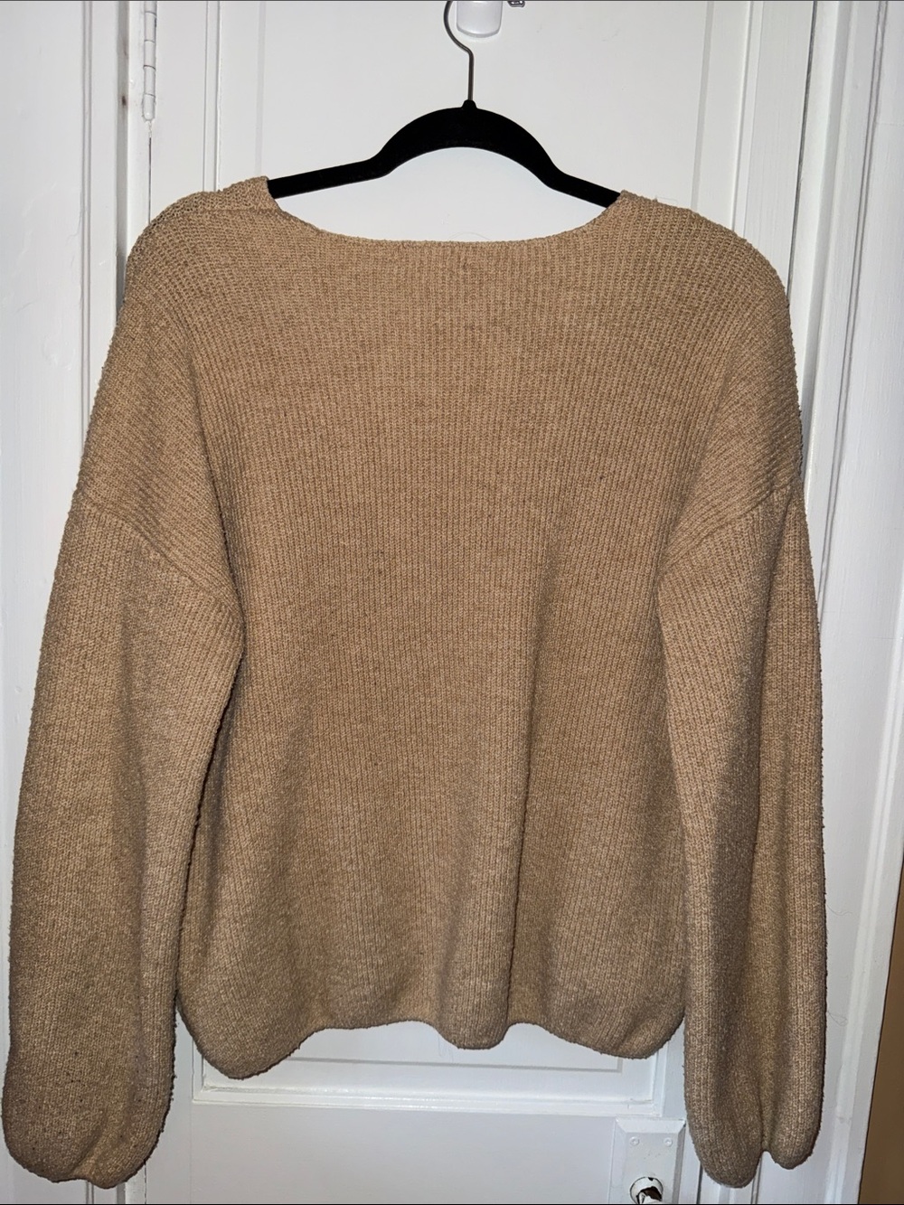 Express Women's V-Neck Sweater in Camel/Tan - Picture 2 of 2